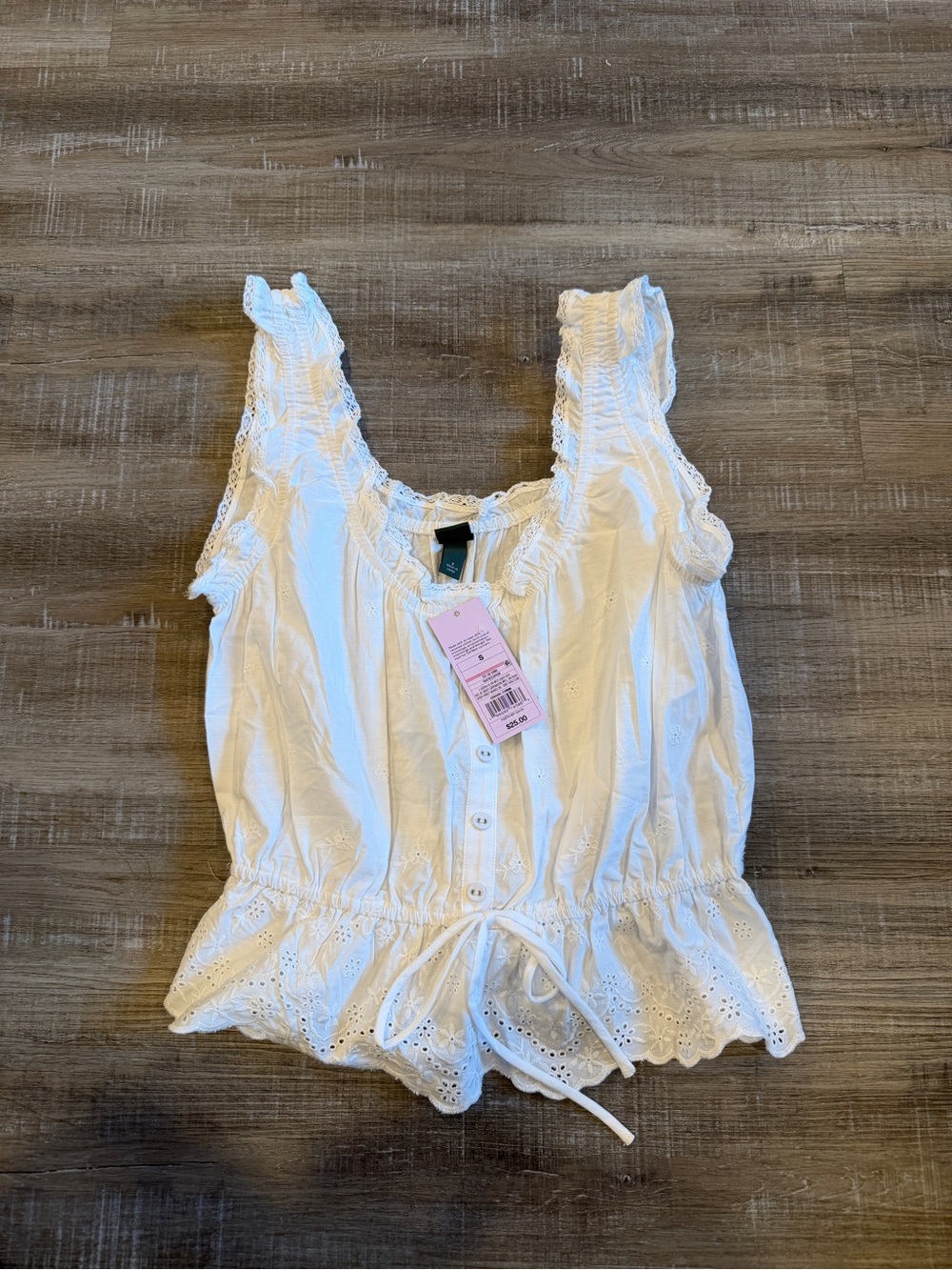 wild fable White Eyelet Lace-Trim Drawstring Camisole